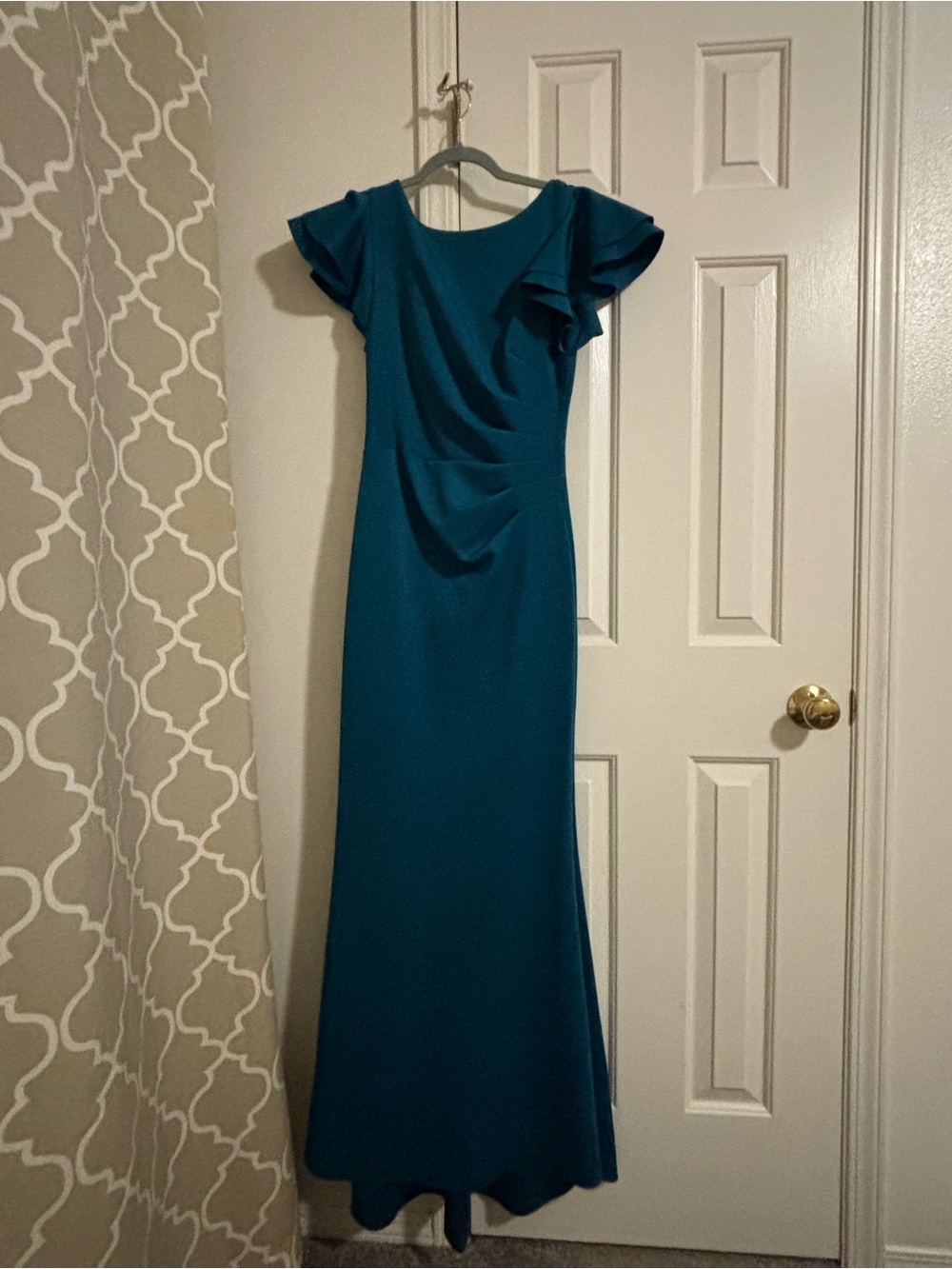 Jessica Howard Teal Flutter-Sleeve Maxi Dress